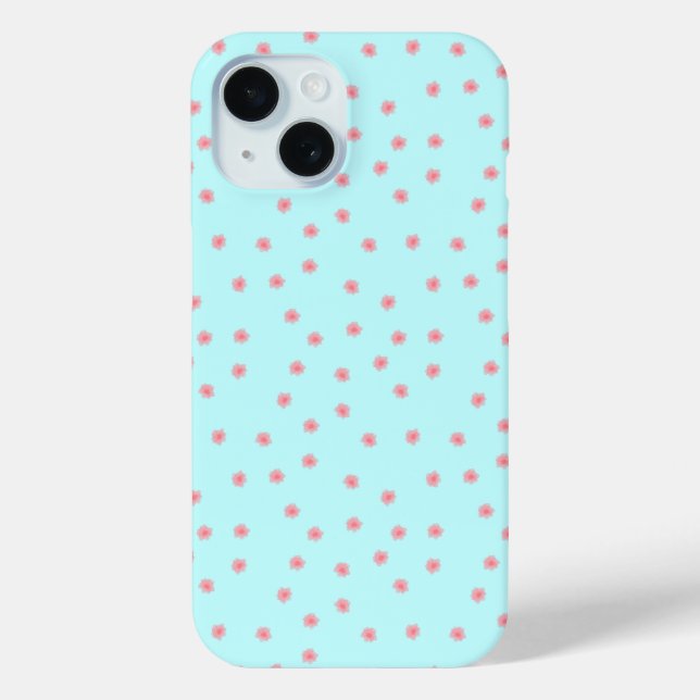 Pastel Pink Floral Pattern on Teal Background Case-Mate iPhone Case (Back)