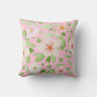 Pastel pink floral pattern throw pillow