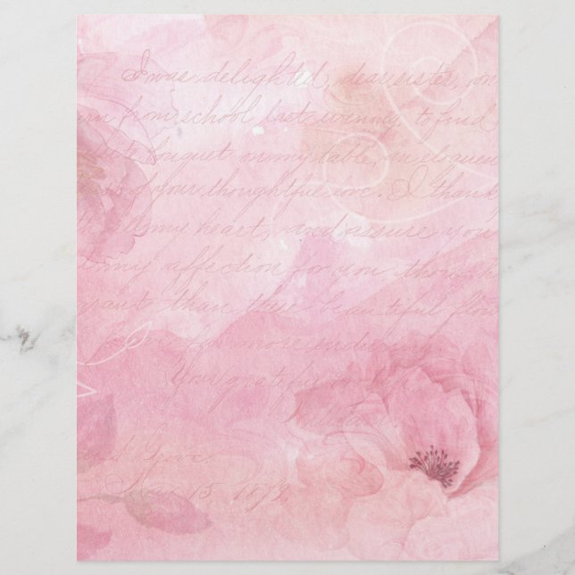 Pastel Pink Floral Scrapbook Paper (Front)