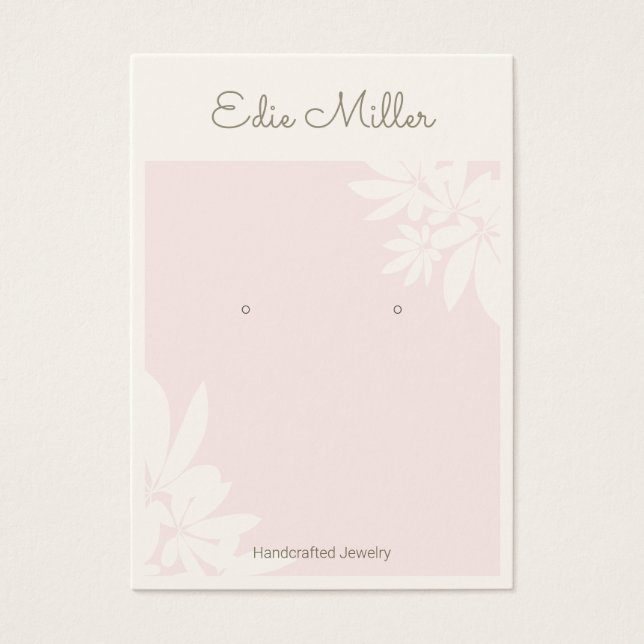 Pastel Pink Floral Script Font Earring Jewellery (Front)