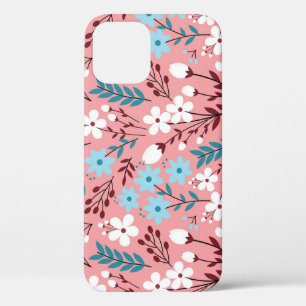 Pastel Pink Floral Seamless Pattern. iPhone 12 Case