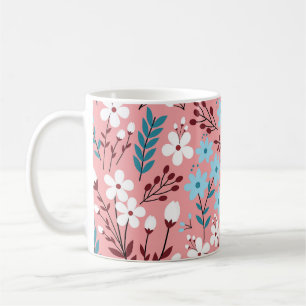 Pastel Pink Floral Seamless Pattern. Coffee Mug