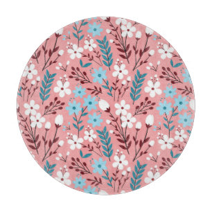 Pastel Pink Floral Seamless Pattern. Cutting Board