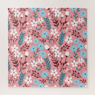 Pastel Pink Floral Seamless Pattern. Jigsaw Puzzle