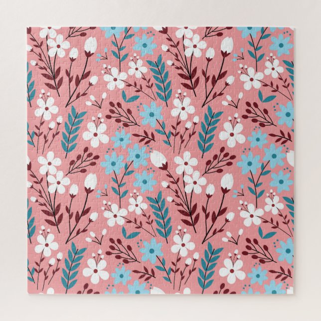 Pastel Pink Floral Seamless Pattern. Jigsaw Puzzle (Vertical)