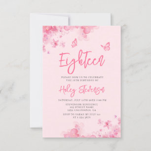 Pastel pink floral soft watercolor 18th Birthday Invitation