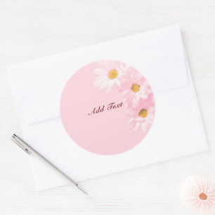 Pastel Pink Floral Template, customise, Classic Round Sticker