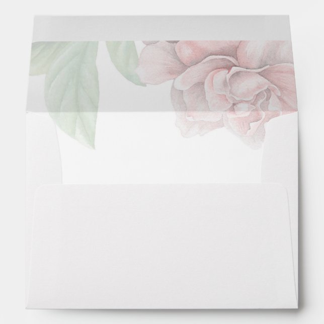 Pastel Pink Floral Wedding Envelope (Back (Bottom))