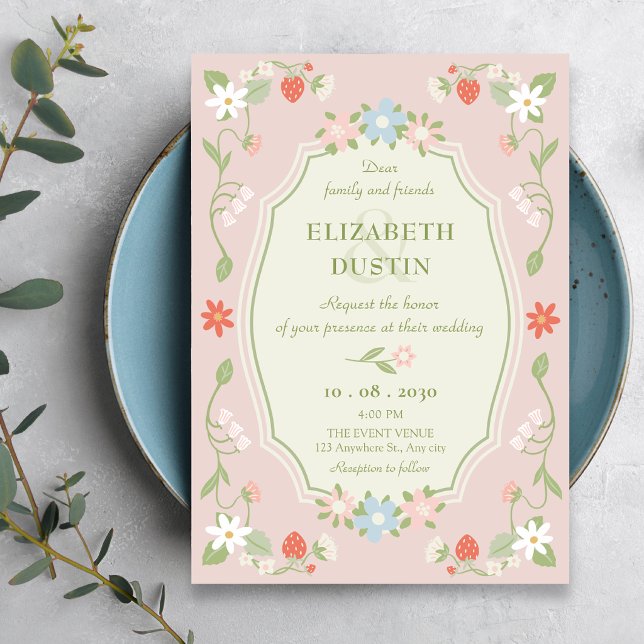 Pastel pink floral wedding invitation (Creator Uploaded)