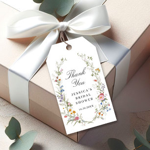 Pastel Pink Floral Wildflower Bridal Shower Gift Tags