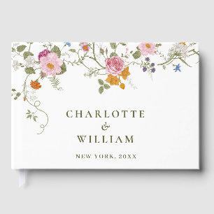 Pastel Pink Floral Wildflower Floral Wedding Guest Book