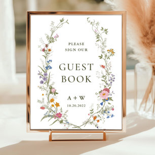 Pastel Pink Floral Wildflower Guestbook Sign