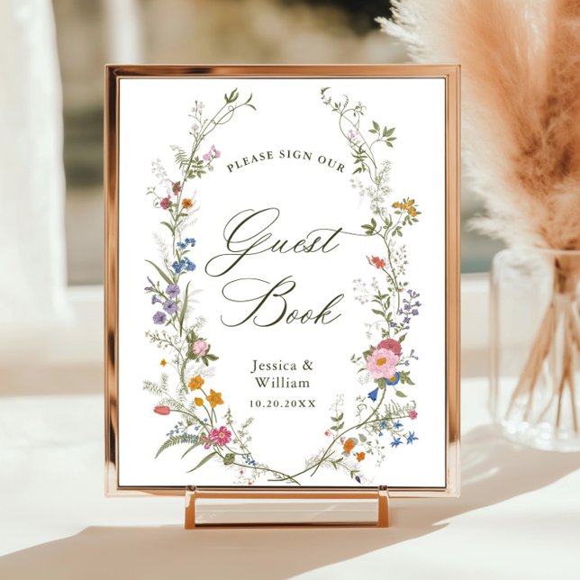Pastel Pink Floral Wildflower Guestbook Sign (Creator Uploaded)