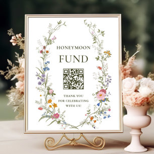 Pastel Pink Floral Wildflower Honeymoon Fund Poster