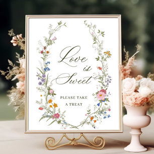 Pastel Pink Floral Wildflower Love is Sweet Poster