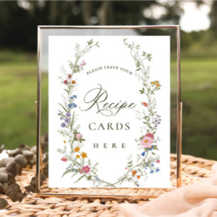 Pastel Pink Floral Wildflower Recipe Cards Poster