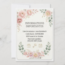 Pastel Pink Floral Woodland Baby Shower Invitation