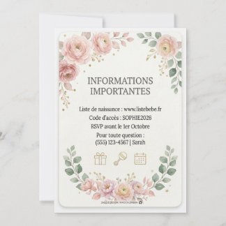 Pastel Pink Floral Woodland Baby Shower Invitation
