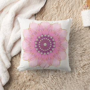 Pastel Pink Flower with Pearls Cushion