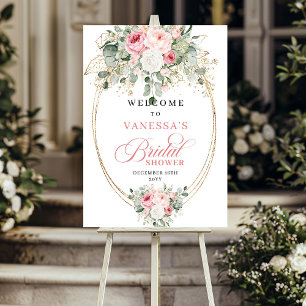 Pastel Pink Flowers Bridal Shower Welcome Poster
