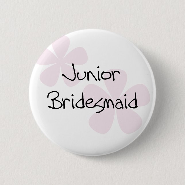 Pastel Pink Flowers Jr. Bridesmaid 6 Cm Round Badge (Front)