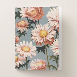 Pastel Pink Flowers Pocket Folder