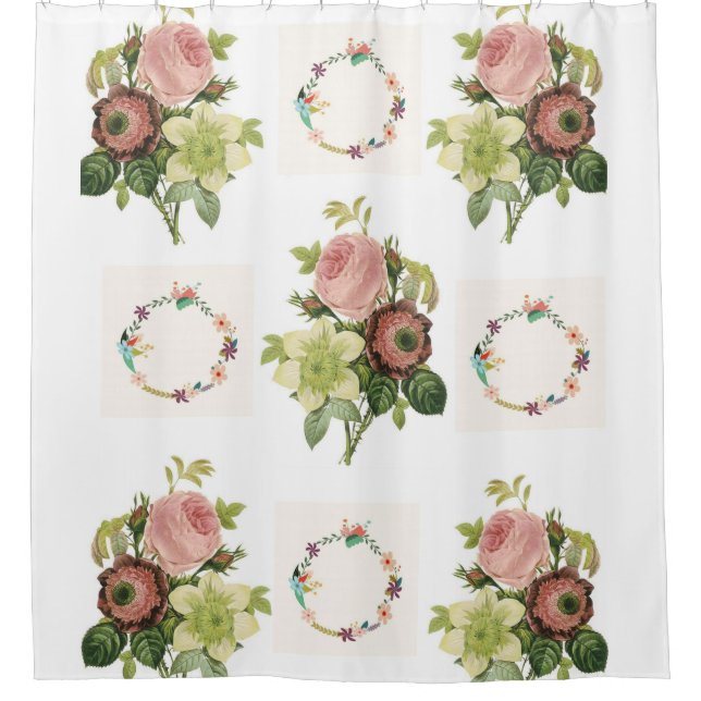 Pastel pink flowers shower curtain her (Front)