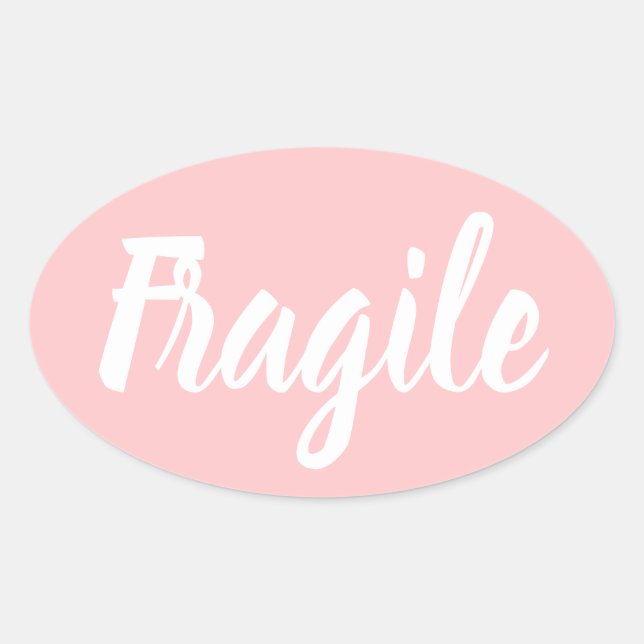 Pastel pink fragile trendy modern business oval sticker (Front)