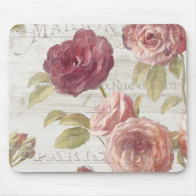 Pastel Pink French Roses Mouse Pad (Front)
