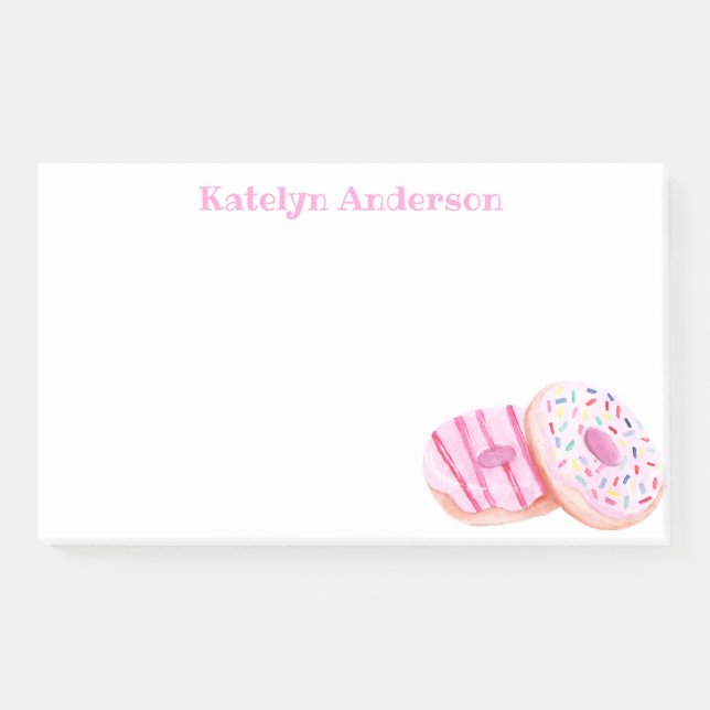 Pastel Pink Frosted Doughnuts Personalised Post-it Notes (Front)