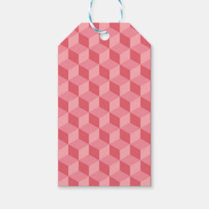 PASTEL PINK GEOMETRIC CUBE PATTERNS GIFT TAGS