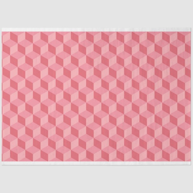 PASTEL PINK GEOMETRIC CUBE PATTERNS TISSUE PAPER (Front)