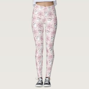 Pastel Pink Ghost Halloween Kawaii Pattern Leggings