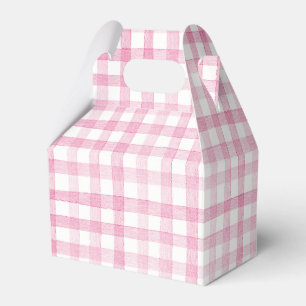 Pastel Pink Gingham Check Plaid  Favour Box