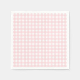 Pastel Pink Gingham Girl First Birthday Napkin