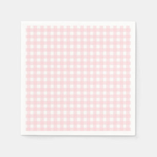 Pastel Pink Gingham Girl First Birthday Napkin