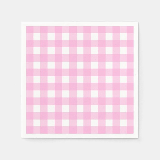Pastel Pink Gingham Pattern Napkin (Front)