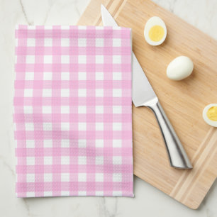 Pastel Pink Gingham Pattern Tea Towel