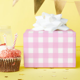 Pastel Pink Gingham Pattern Wrapping Paper
