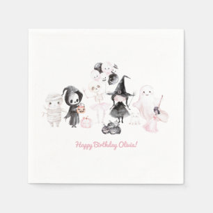 Pastel pink girl halloween birthday napkin