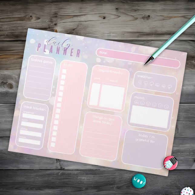 Pastel Pink Girly Cute Daily Planner  Notepad (Creator Uploaded)