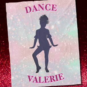 Pastel Pink Glitter Dance Girl Personalized Fleece Blanket