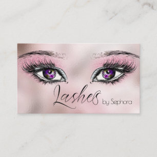 Pastel Pink Glitter Lashes Extension Artist Business Card