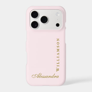 Pastel Pink Gold Name Monogram Minimalist Stylish