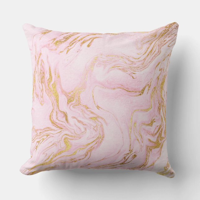 Pastel Pink Gold White Marble Vip Cushion (Front)