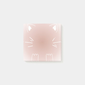 Pastel pink gradient cat design post-it notes