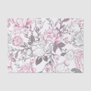 PASTEL PINK & GRAY BABY GIRL FLOWERS TISSUE PAPER