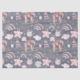 PASTEL PINK GRAY WHITE CUTE BABY ITEMS TISSUE PAPER