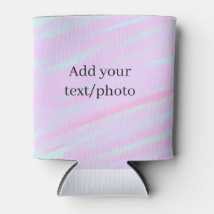 Pastel pink green add photo text watercolor retro can cooler