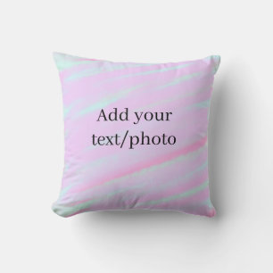 Pastel pink green add photo text watercolor retro cushion